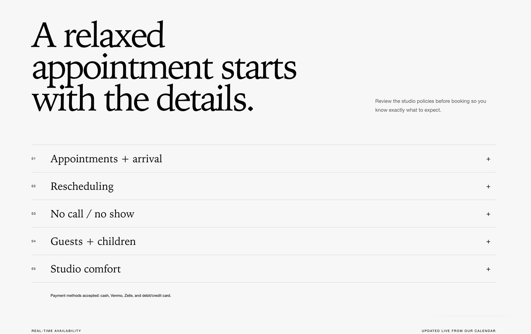 Studio Policies — screenshot