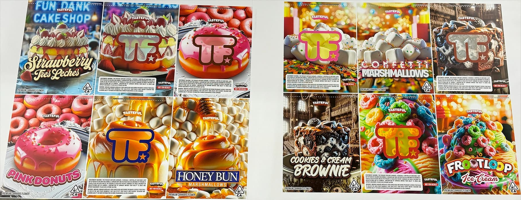 The Candi Factory finished 1lb bag artwork, full flavor lineup spread