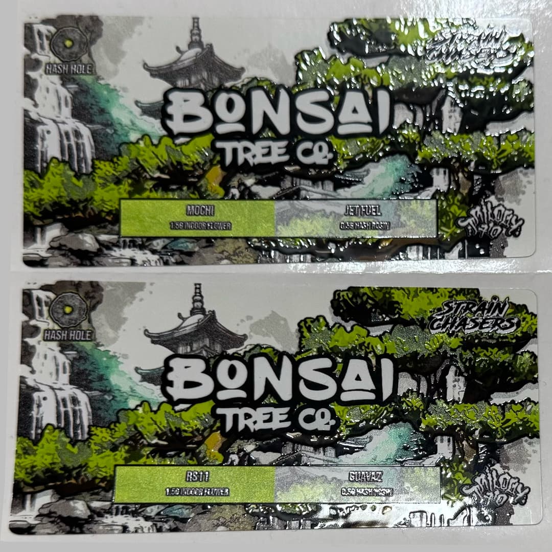 Bonsai Tree Co cannabis pre-roll labels, additional strains