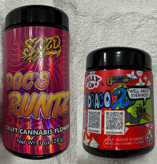 Spot UV production detail for a Slap Hub cannabis brand