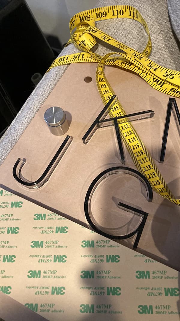 Salon signage in fabrication