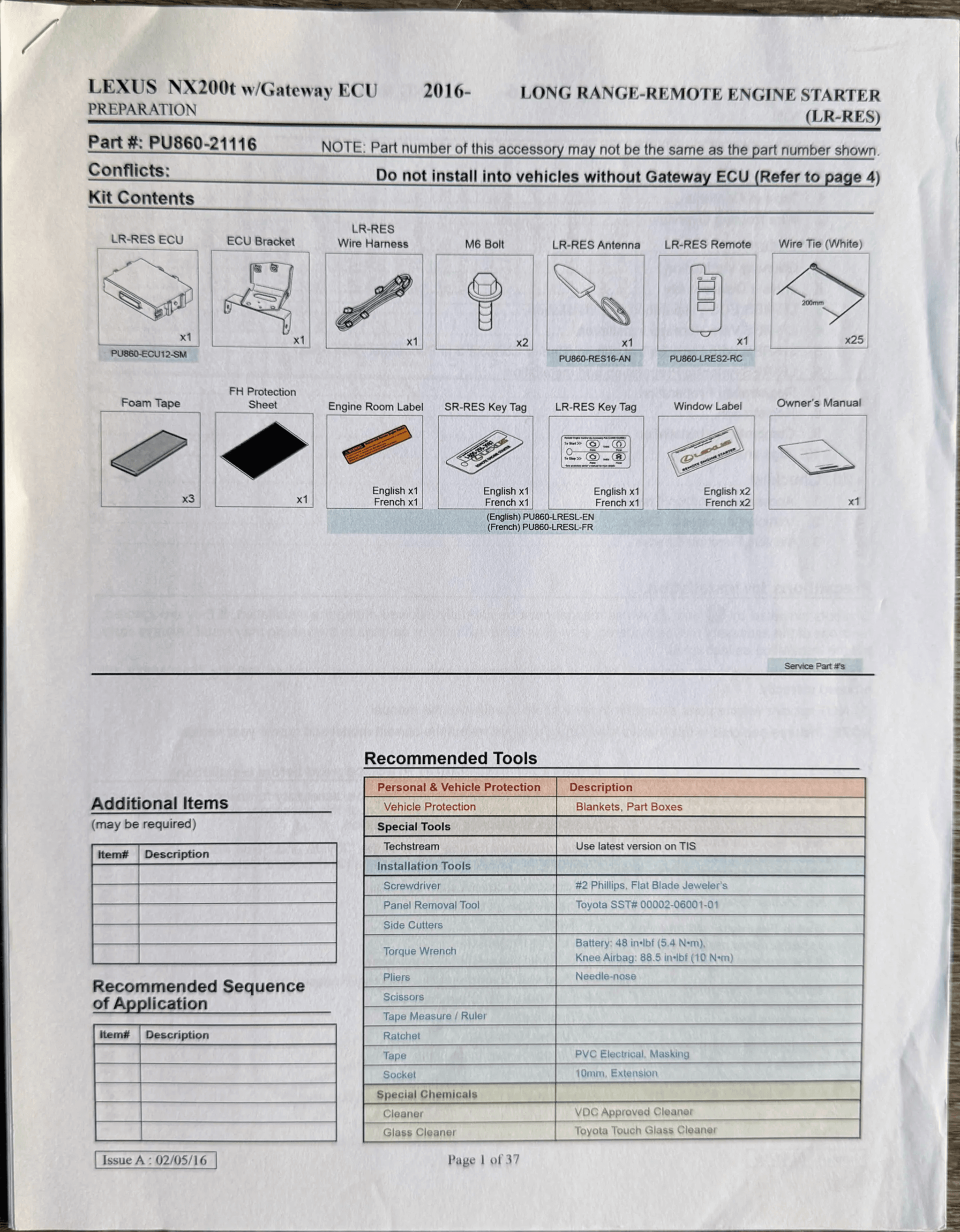 Remote engine starter installation guide cover