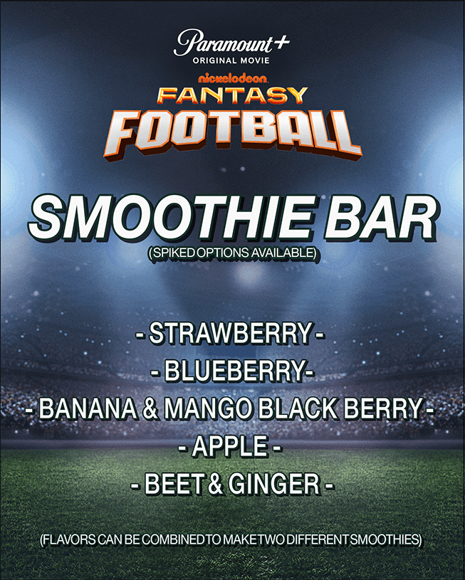 Fantasy Football Smoothie Bar signage