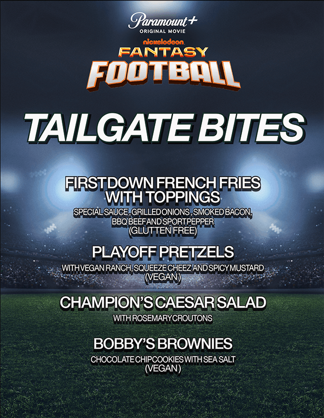 Fantasy Football Tailgate Bites menu signage