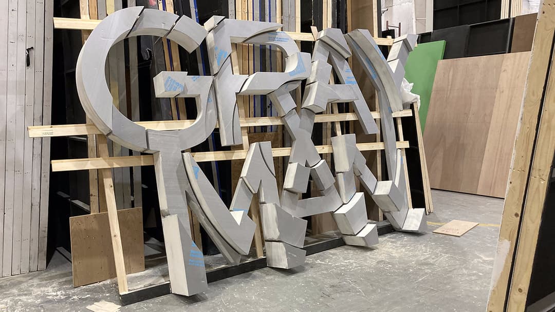 Gray Man title letters, CNC-cut and vinyl-wrapped